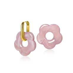 26mm oorbedels bloem roze kunststof ZICH2720R
