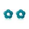 26mm oorbedels bloem turquoise kunststof ZICH2720T