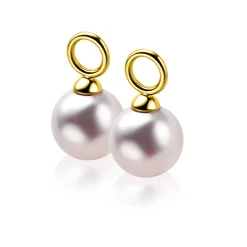 10mm ZINZI Gold 14 karaat gouden oorbedels roze Swarovski crystal parel ZGCH002 (zonder oorringen)