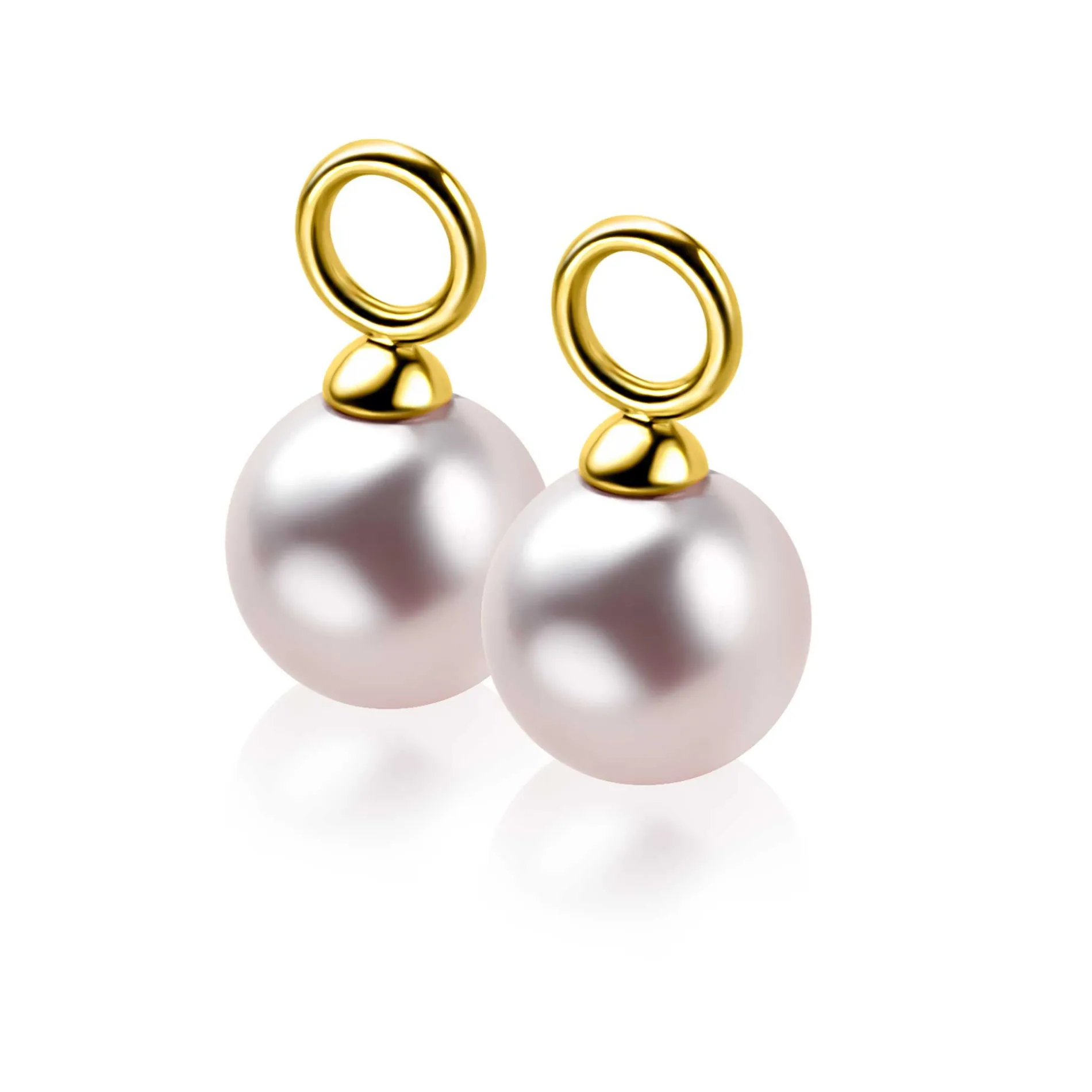 10mm ZINZI Gold 14 karaat gouden oorbedels roze Swarovski crystal parel ZGCH002 (zonder oorringen)