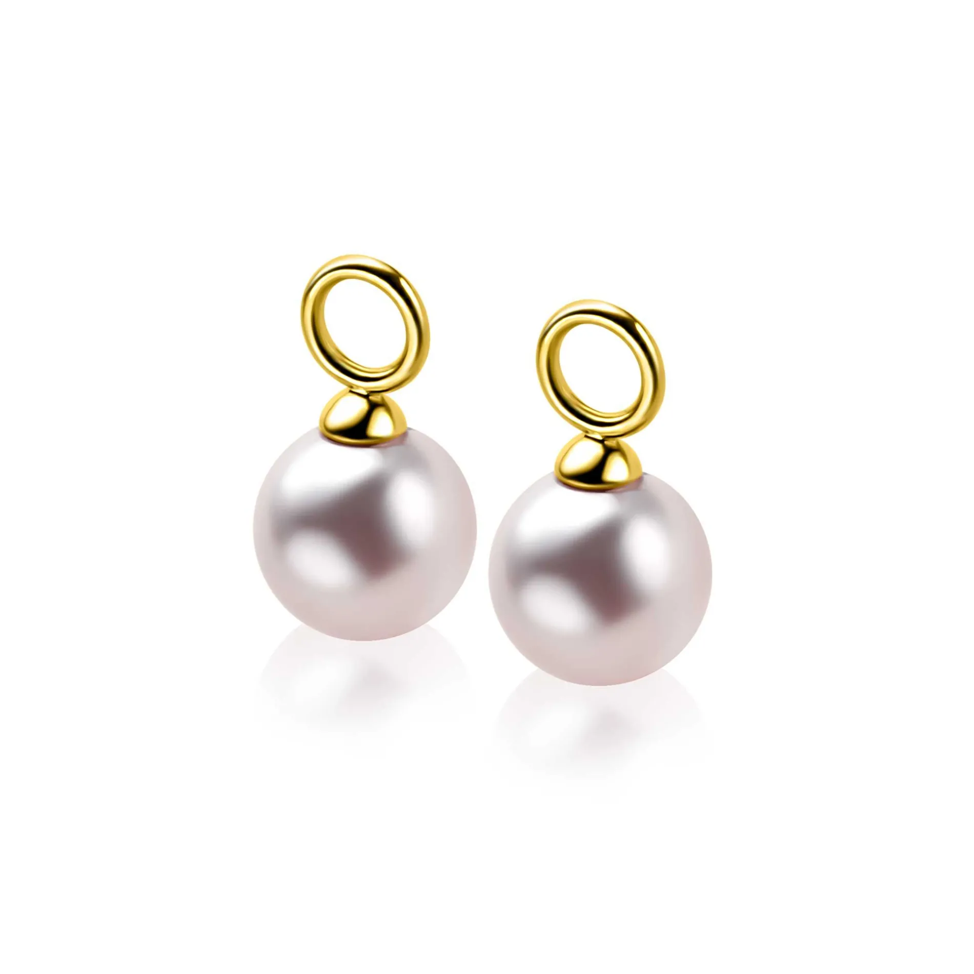 10mm ZINZI Gold 14 karaat gouden oorbedels roze Swarovski crystal parel ZGCH002 (zonder oorringen)