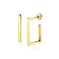 23mm ZINZI Gold 14 karaat gouden oorstekers met grote strakke vierkantsvorm. Grootte 23 x 2,4mm. ZGO482
