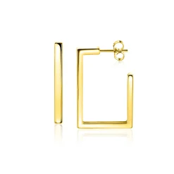 23mm ZINZI Gold 14 karaat gouden oorstekers met grote strakke vierkantsvorm. Grootte 23 x 2,4mm. ZGO482