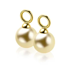10mm ZINZI Gold 14 karaat gouden oorbedels goudkleurige Swarovski crystal parel ZGCH004 (zonder oorringen)