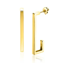 33mm ZINZI Gold 14 karaat gouden oorstekers met grote strakke rechthoeksvorm. Grootte 33 x 2,4mm. ZGO483