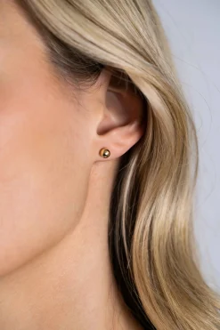 5mm ZINZI Gold 14 krt gouden glanzende bol oorknoppen ZGO395