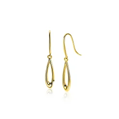25mm ZINZI Gold 14 krt gouden oorhangers met open peervorm ZGO541