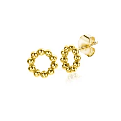 5,5mm ZINZI Gold 14 krt gouden ronde oorknoppen met bolletjes motief 5,5mm ZGO399