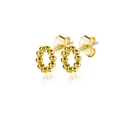 5,5mm ZINZI Gold 14 krt gouden ronde oorknoppen met bolletjes motief 5,5mm ZGO399