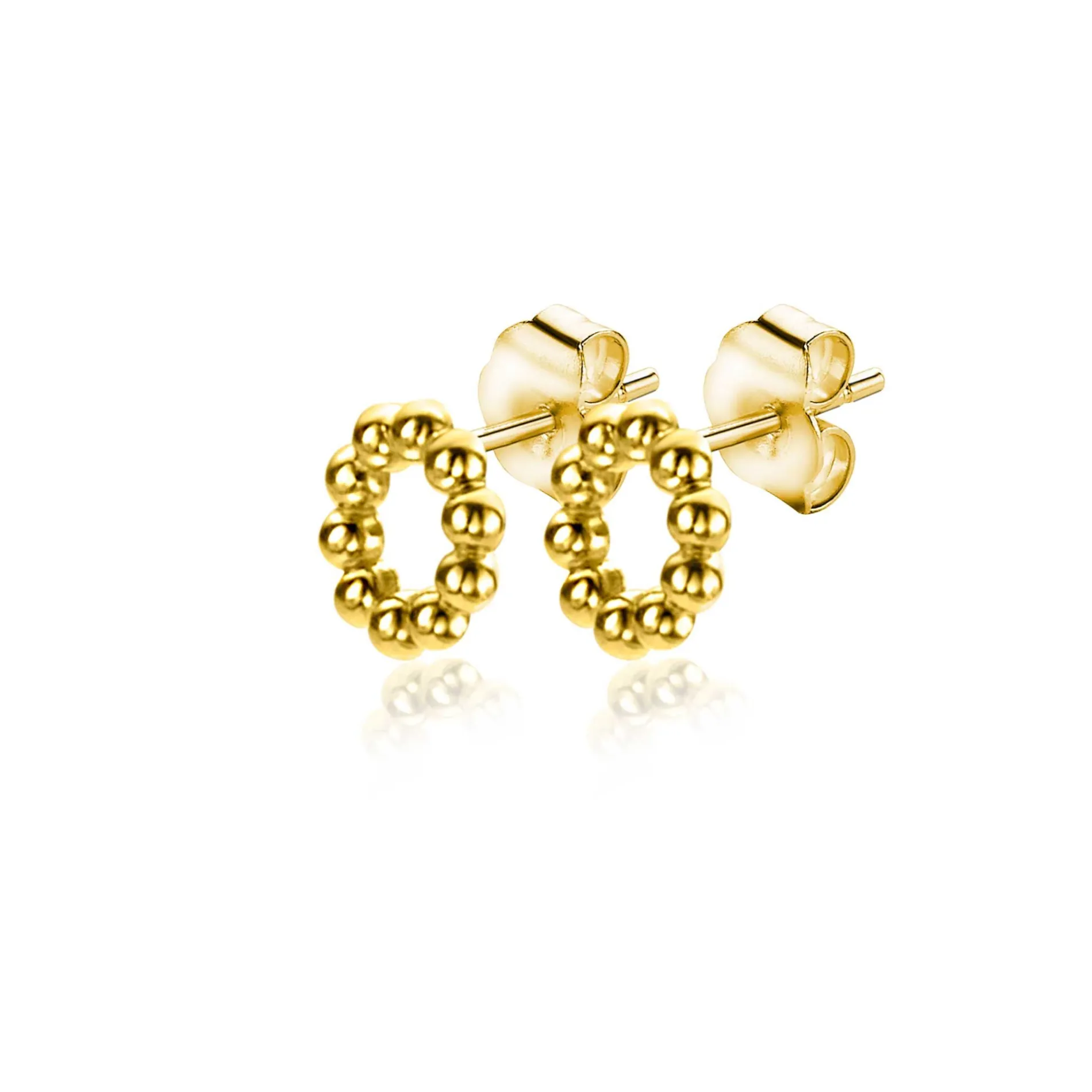 5,5mm ZINZI Gold 14 krt gouden ronde oorknoppen met bolletjes motief 5,5mm ZGO399