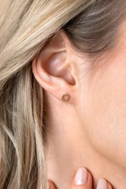 5,5mm ZINZI Gold 14 krt gouden ronde oorknoppen met bolletjes motief 5,5mm ZGO399