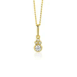 12mm ZINZI Gold 14 krt gouden fantasie hanger bezet met witte zirkonia's ZGH545 (zonder collier)