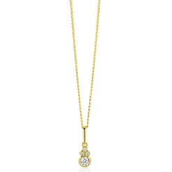 12mm ZINZI Gold 14 krt gouden fantasie hanger bezet met witte zirkonia's ZGH545 (zonder collier)