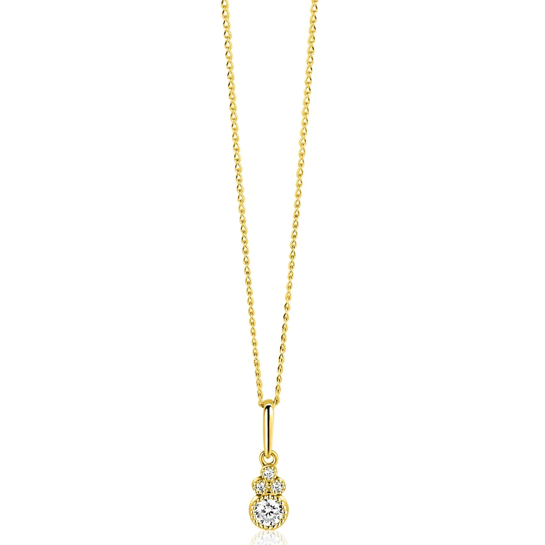 12mm ZINZI Gold 14 krt gouden fantasie hanger bezet met witte zirkonia's ZGH545 (zonder collier)