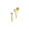 12mm ZINZI Gold 14 krt gouden oorstekers met ketting en ronde witte zirkonia ZGO552