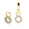 6mm ZINZI Gold 14 krt gouden oorbedels in ronde vorm bezet met witte zirkonia's ZGCH536 (zonder oorringen)