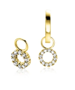 6mm ZINZI Gold 14 krt gouden oorbedels in ronde vorm bezet met witte zirkonia's ZGCH536 (zonder oorringen)