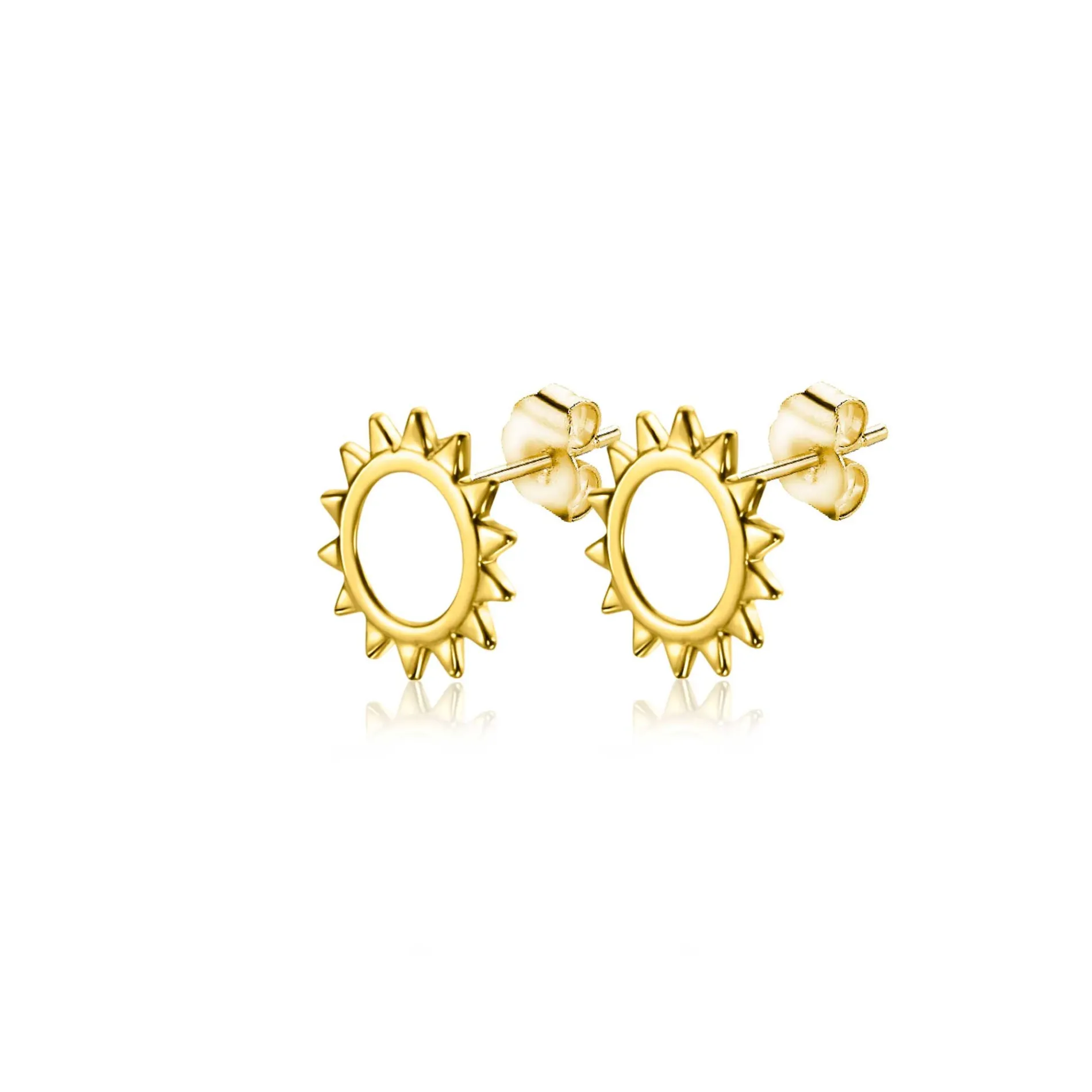 8mm ZINZI Gold 14 krt gouden oorknoppen met zonnetje ZGO401