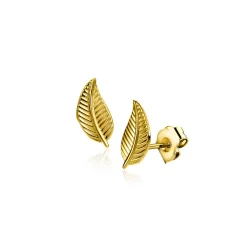 8mm ZINZI Gold 14 krt gouden veer oorknoppen ZGO522