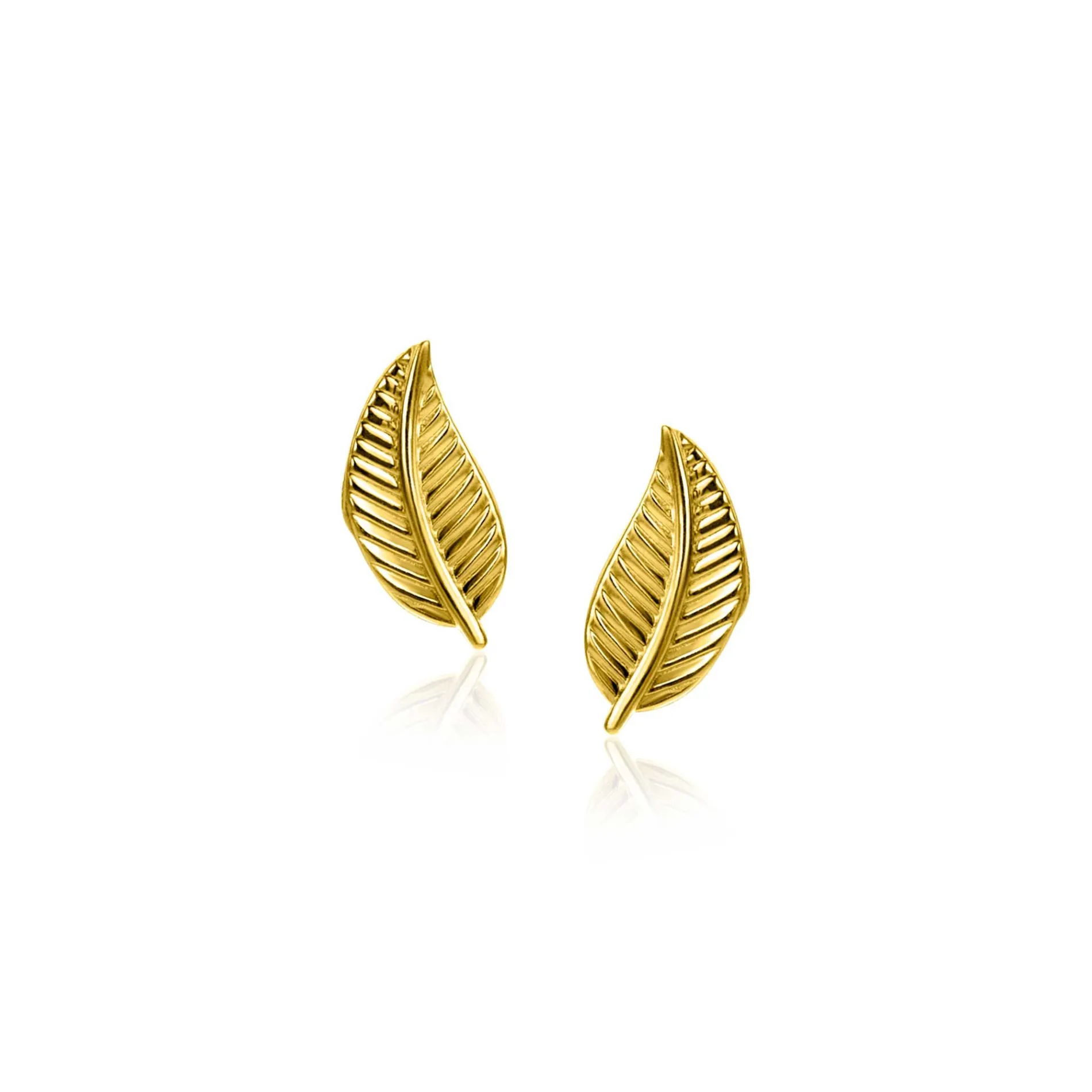 8mm ZINZI Gold 14 krt gouden veer oorknoppen ZGO522