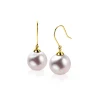 30mm ZINZI Gold 14 krt gouden oorhangers met ronde roze Swarovski crystal parel 12mm ZGO25R