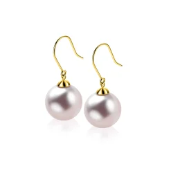 30mm ZINZI Gold 14 krt gouden oorhangers met ronde roze Swarovski crystal parel 12mm ZGO25R