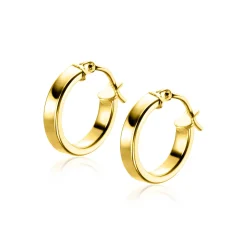 13mm ZINZI Gold 14 krt gouden oorringen gladde vierkante buis 3mm breed ZGO333