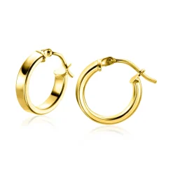 13mm ZINZI Gold 14 krt gouden oorringen gladde vierkante buis 3mm breed ZGO333