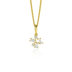 13mm ZINZI Gold 14 krt gouden fantasie hanger met rechthoekige en ronde zirkonia's ZGH511 (zonder collier)