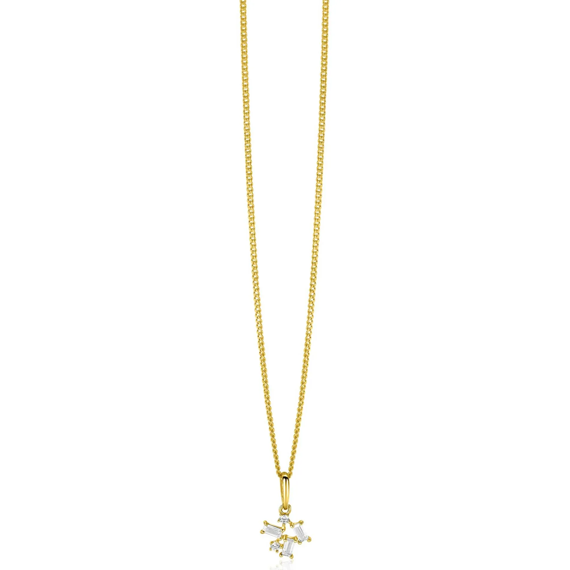 13mm ZINZI Gold 14 krt gouden fantasie hanger met rechthoekige en ronde zirkonia's ZGH511 (zonder collier)