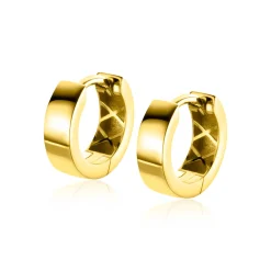 12,5mm ZINZI Gold 14 krt gouden oorringen brede vierkante buis 3,6mm met luxe klapsluiting ZGO438