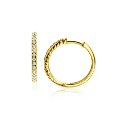 17mm ZINZI Gold 14 krt gouden oorringen bezet met witte zirconia's met luxe klapsluiting 17mm x 1,7mm vierkante buis ZGO506