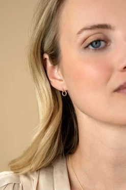 11mm ZINZI Gold 14 krt gouden ronde oorknoppen waarbij de top bezet is met witte zirkonia's ZGO512