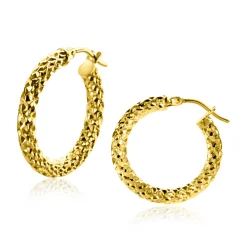 22mm ZINZI Gold 14 krt gouden oorringen met schitterende bewerkte buis 3mm breed ZGO328