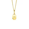 14mm ZINZI Gold 14 krt gouden hanger met rechthoekig plaatje en sterzetting witte zirkonia ZGH510 (zonder collier)