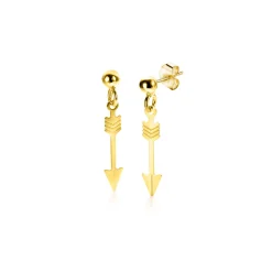 21mm ZINZI Gold 14 krt gouden oorstekers met trendy bungelende pijl ZGO383