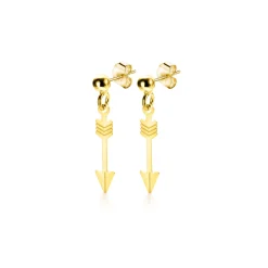 21mm ZINZI Gold 14 krt gouden oorstekers met trendy bungelende pijl ZGO383