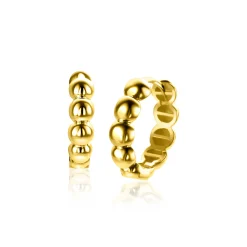 13mm ZINZI Gold 14 krt gouden oorringen met bolletjes design met luxe klapsluiting 13mm x 3,3mm buis ZGO432
