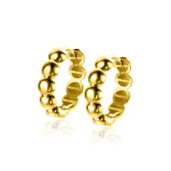 13mm ZINZI Gold 14 krt gouden oorringen met bolletjes design met luxe klapsluiting 13mm x 3,3mm buis ZGO432
