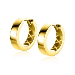 15mm ZINZI Gold 14 krt gouden oorringen brede vierkante buis 3,7mm met luxe klapsluiting ZGO439