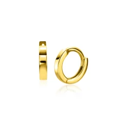 8mm ZINZI Gold 14 krt gouden oorringen met luxe klapsluiting 8mm x 1,3mm vierkante buis ZGO410