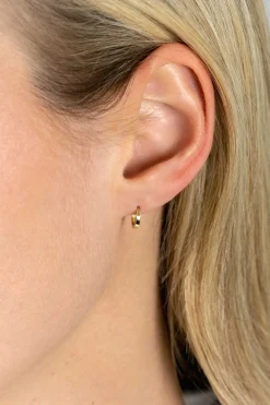 8mm ZINZI Gold 14 krt gouden oorringen met luxe klapsluiting 8mm x 1,3mm vierkante buis ZGO410