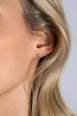 4mm ZINZI Gold 14 krt gouden glanzende bol oorknoppen 4mm ZGO394