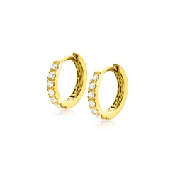 11mm ZINZI Gold 14 krt gouden oorringen bezet met witte zirconia's, luxe klapsluiting 11 x 1,8mm ZGO321Z