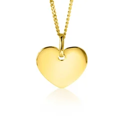 12mm ZINZI Gold 14 krt gouden hanger met trendy glanzend hartje van 12mm ZGH396-12 (zonder collier)