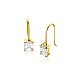 19mm ZINZI Gold 14 krt gouden oorhangers bezet met vierkante witte zirkonia 5mm ZGO509