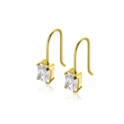 19mm ZINZI Gold 14 krt gouden oorhangers bezet met vierkante witte zirkonia 5mm ZGO509