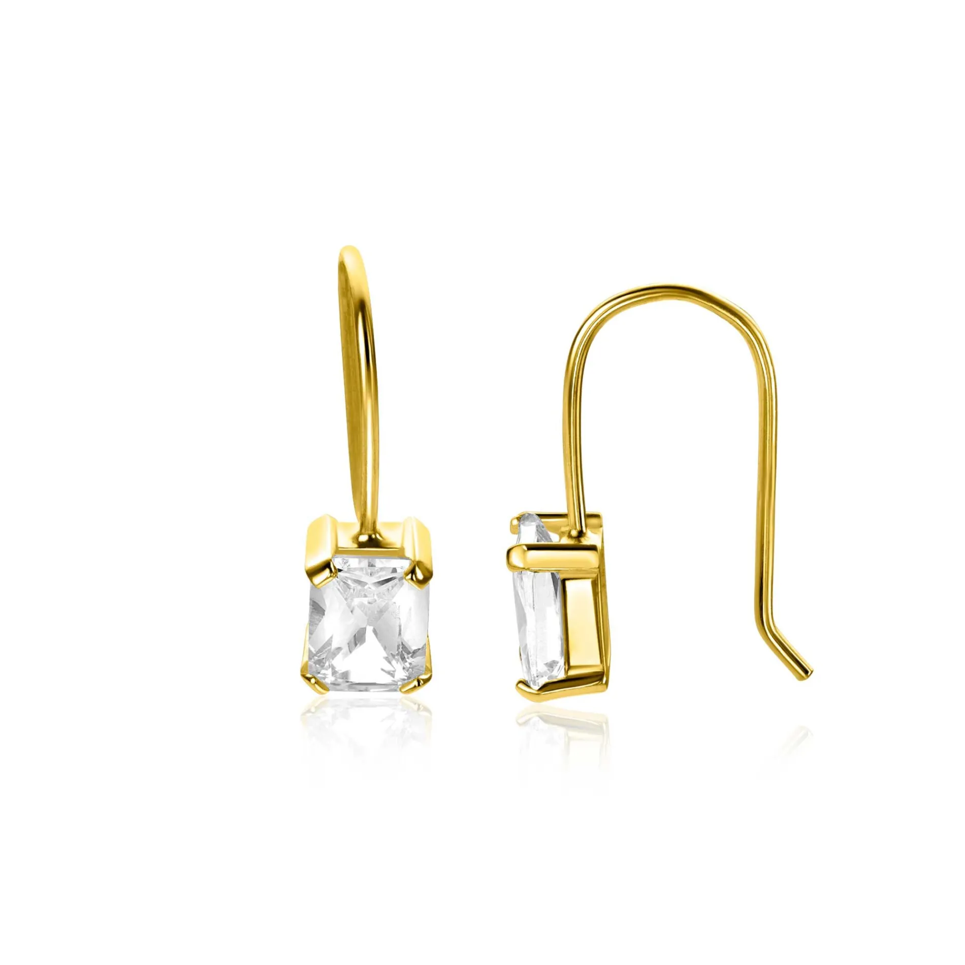 19mm ZINZI Gold 14 krt gouden oorhangers bezet met vierkante witte zirkonia 5mm ZGO509