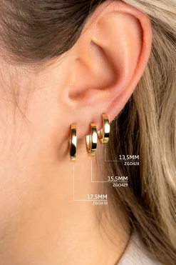 13,5mm ZINZI Gold 14 krt gouden oorringen met luxe klapsluiting 13,5mm x 2,3mm vierkante buis ZGO428