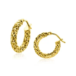 16mm ZINZI Gold 14 krt gouden oorringen met schitterende bewerkte buis 3mm breed ZGO327